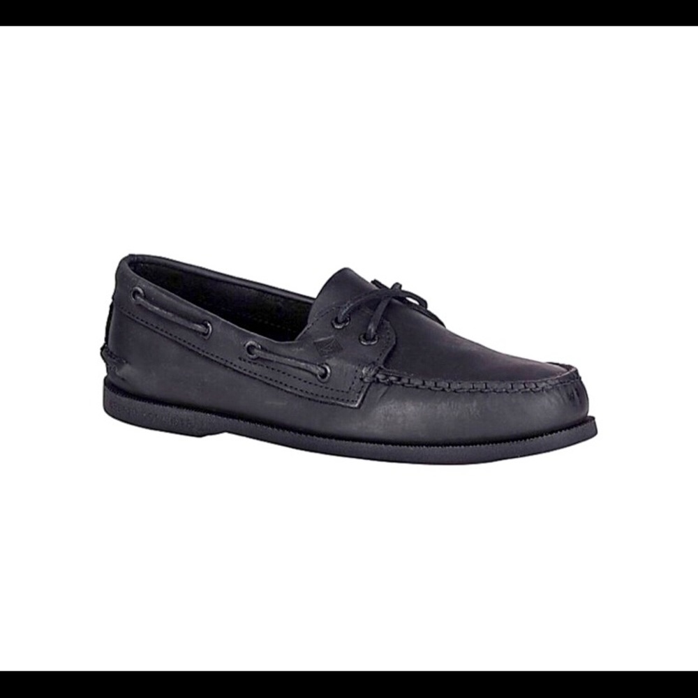 Black leather Sperry Topsiders, EUC - worn 3 times